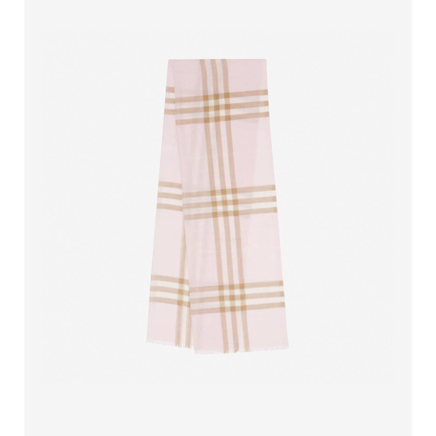 Check Lightweight Wool Silk Scarf in ALABASTER | Burberry® Official