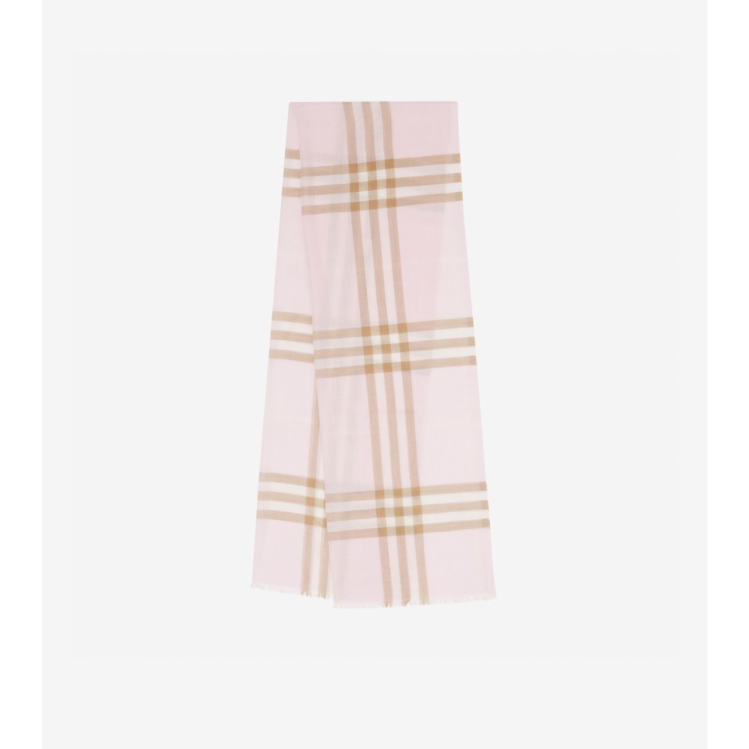 Burberry - Lightweight Check Wool & Silk Scarf Pink