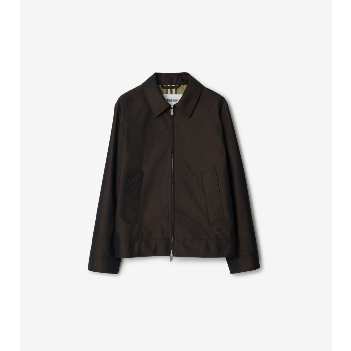 Shop Burberry Cotton Harrington Jacket In Black/tan