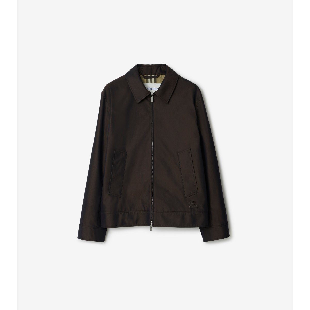 Burberry Cotton Gabardine Chester Harrington Jacket In Black/tan