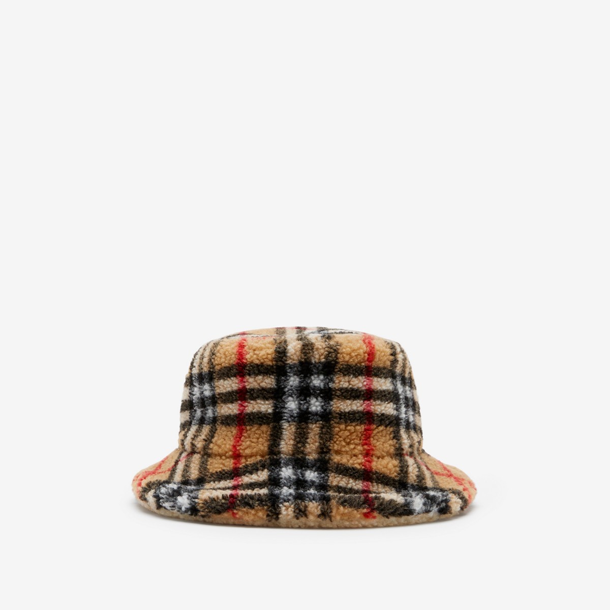 Burberry Childrens Check Fleece Bucket Hat In Archive Beige