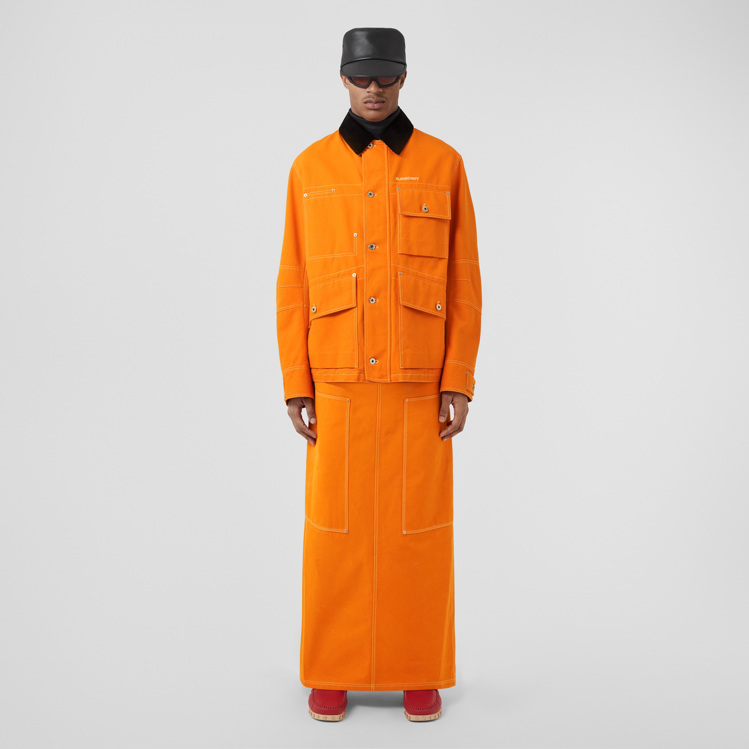 Veste utilitaire en toile de coton avec col en velours côtelé (Orange) - Homme | Site officiel Burberry® - 4