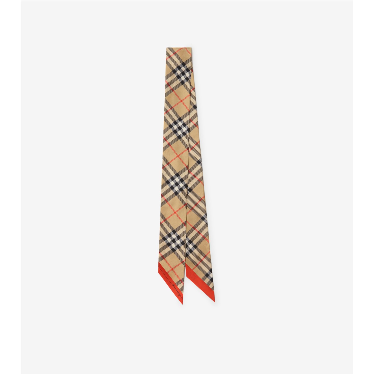 Skinny Contrast Check Silk Scarf