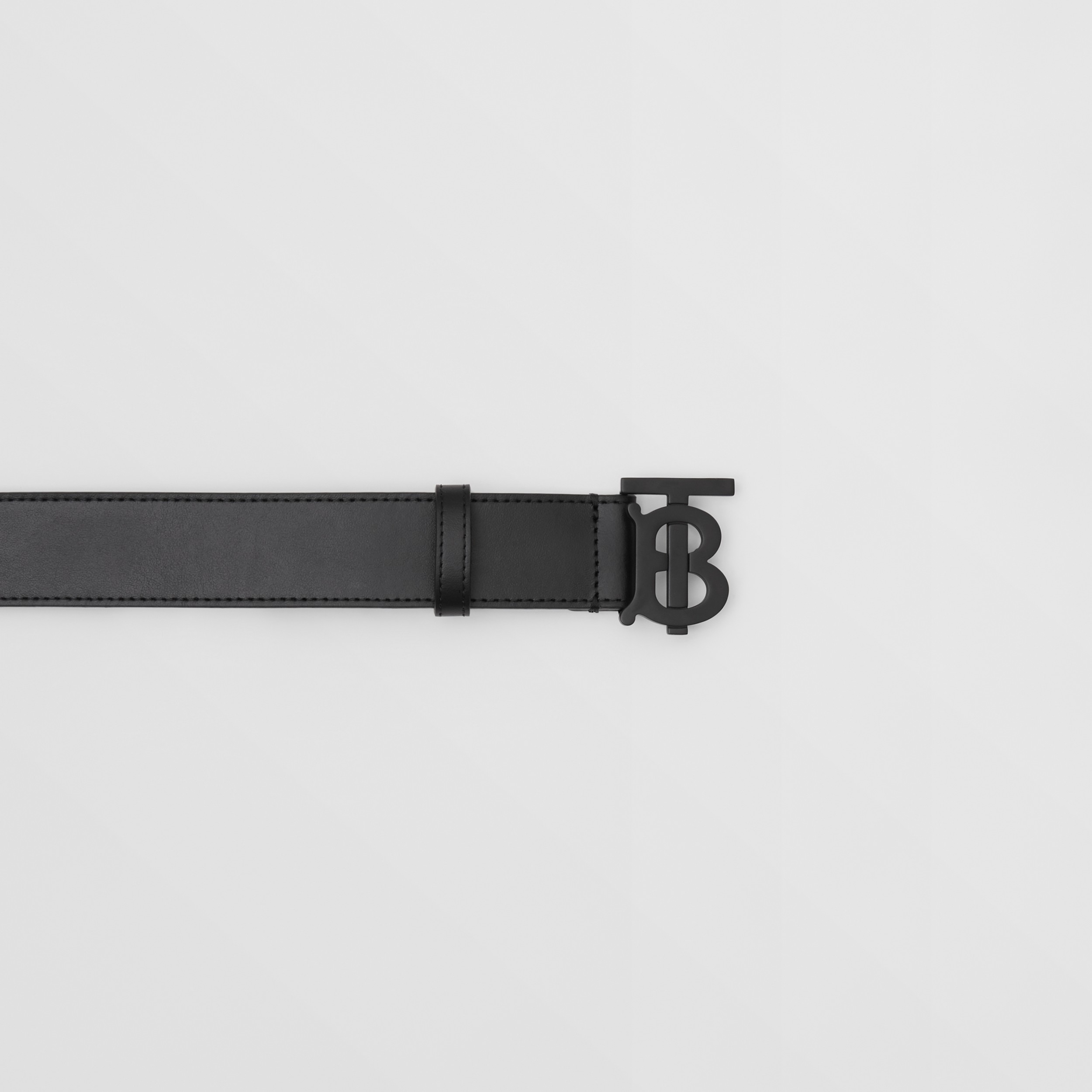 Monogram Motif Leather Belt in Matt Black - Men | Burberry® Official - 2