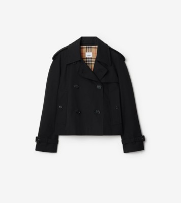 Cropped Gabardine Mayfair Trench Jacket in Black - Women