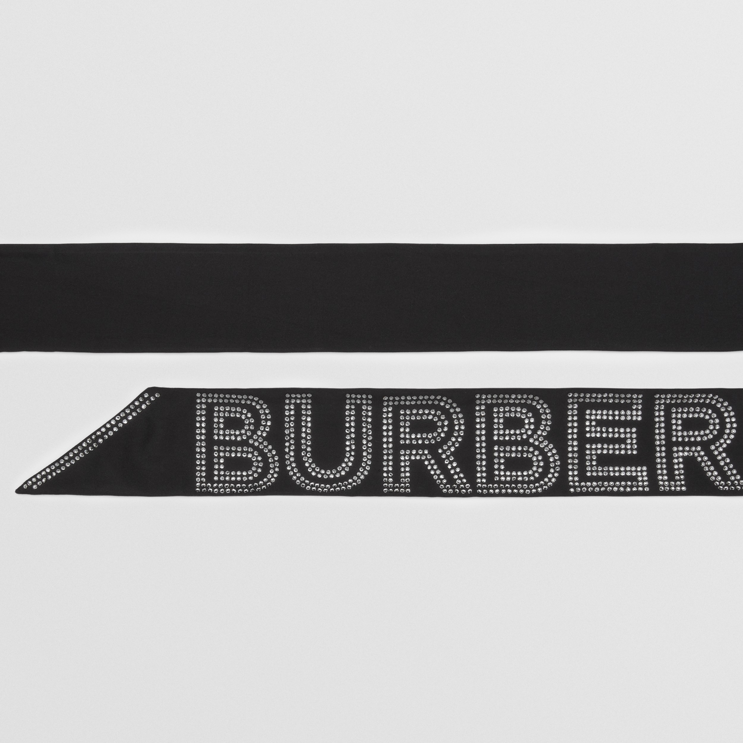 Crystal Logo Silk Skinny Scarf in Black | Burberry® Official - 2