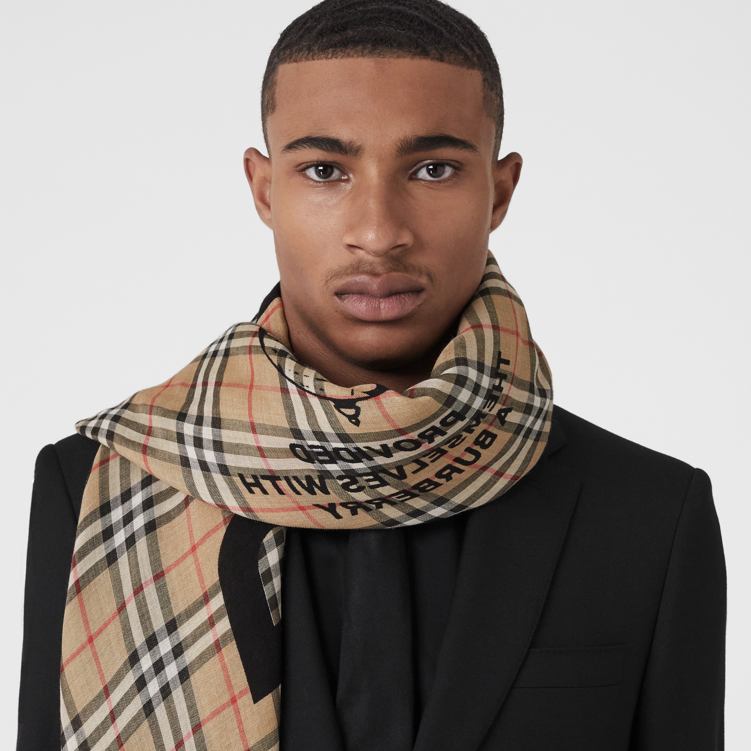 BURBERRY バーバリー スカーフ モンタージュプリント シルク ベージュ