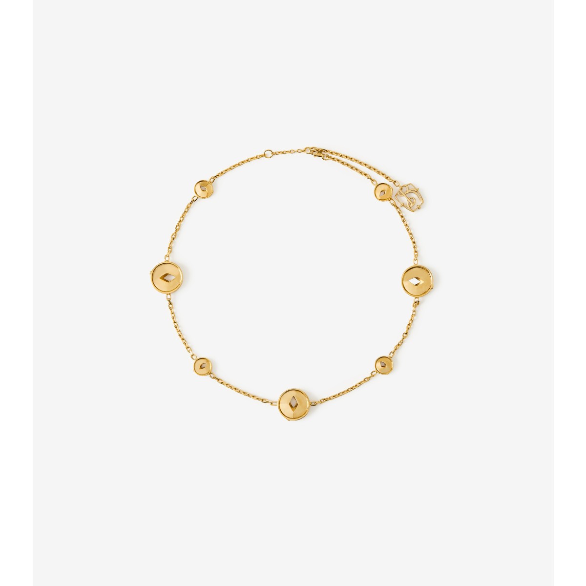 Shop Burberry Hollow Medallion Necklace In Gold