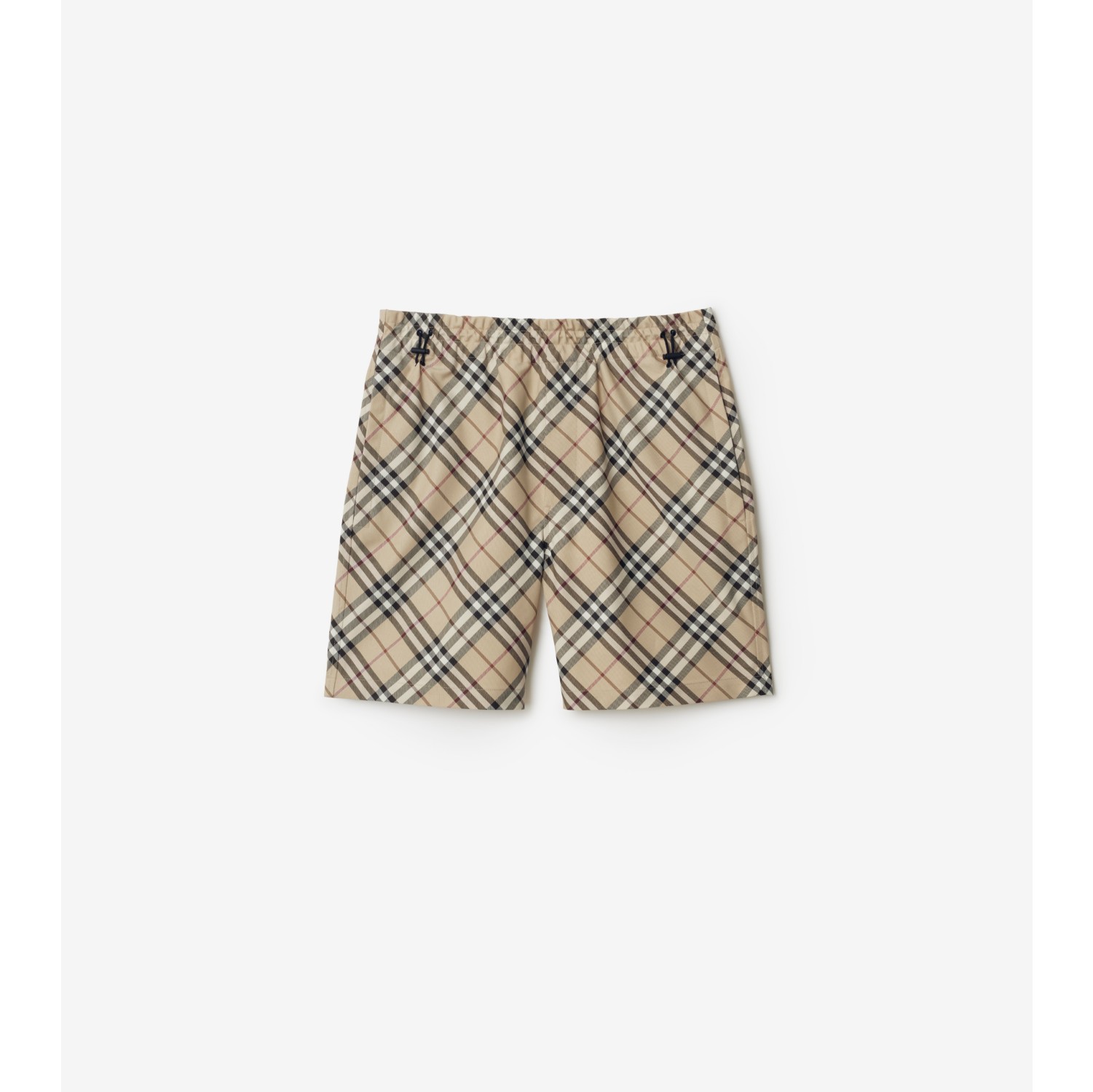 Check Twill Shorts in Alabaster Men Nylon Burberry Official