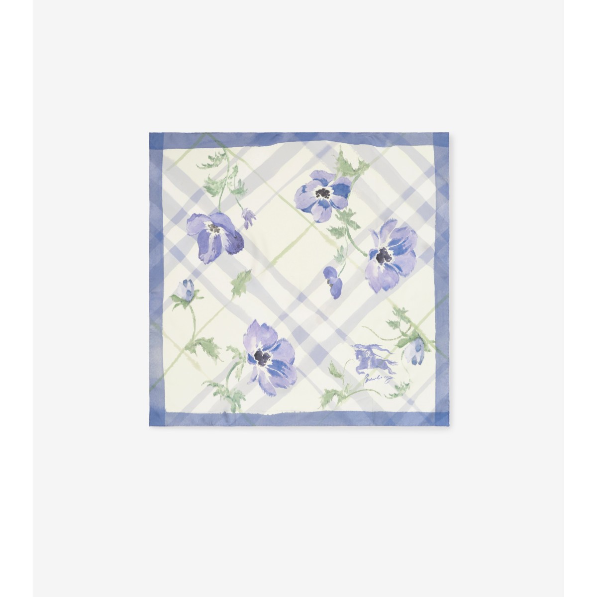  Check Watercolour Silk Scarf