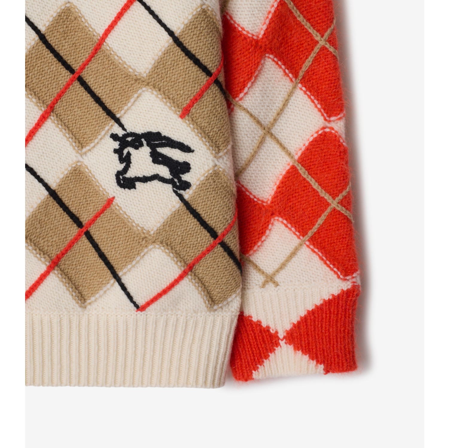 Argyle Wool Sweater in Orange red Burberry Official