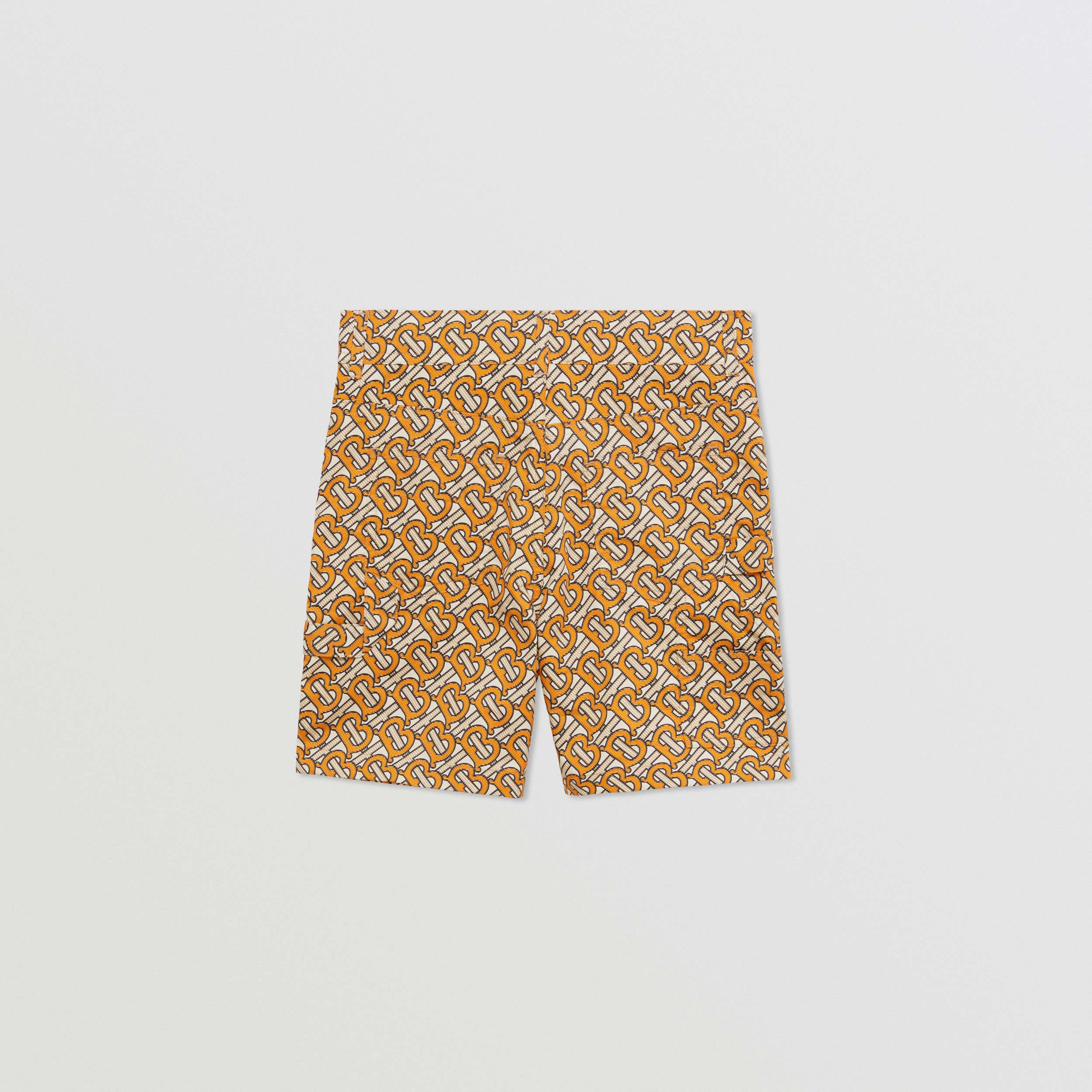 Monogram Print Cotton Tailored Shorts in Bright Orange | Burberry® Official - 4