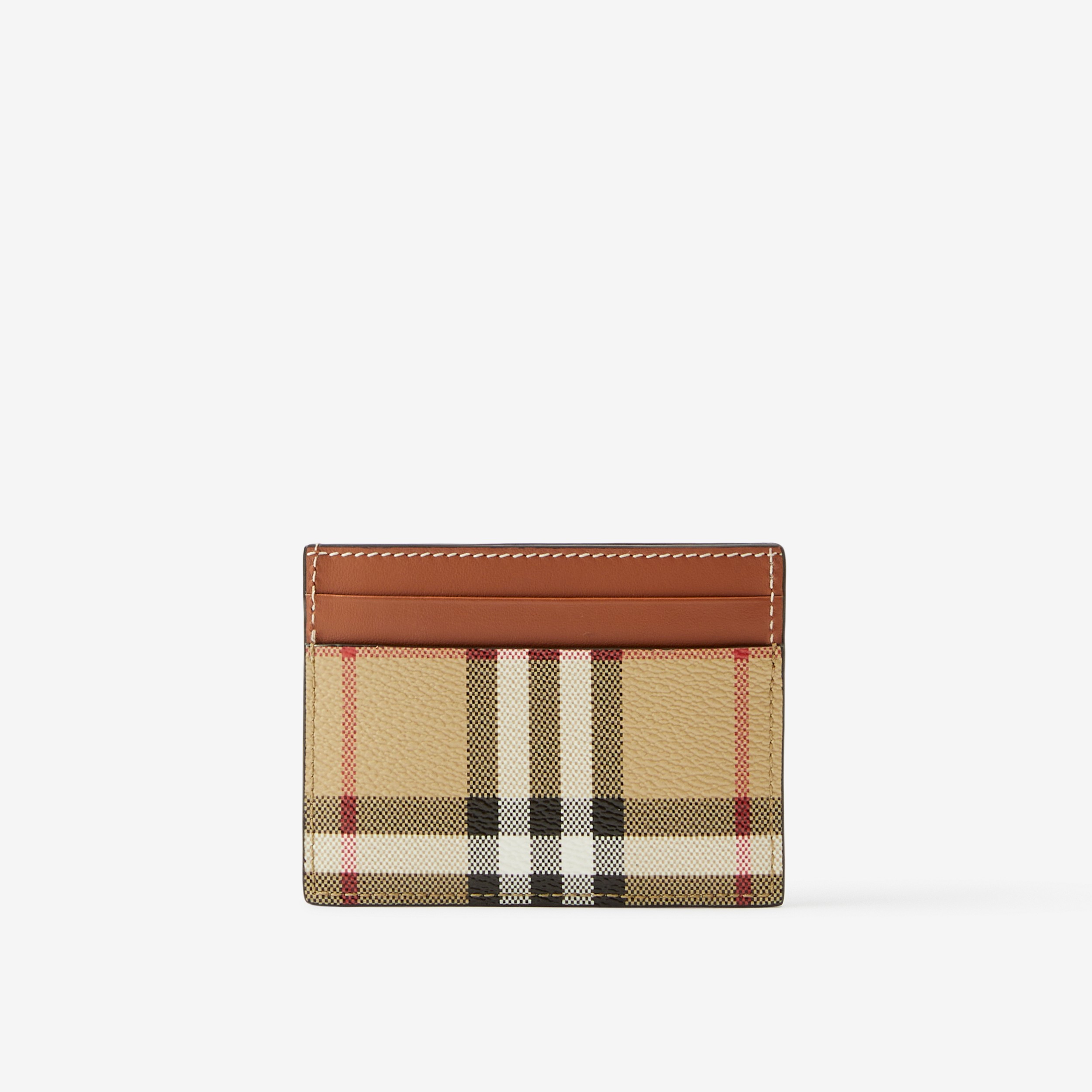 Check and Leather Card Case in Archive Beige - Women | Burberry® Official - 3
