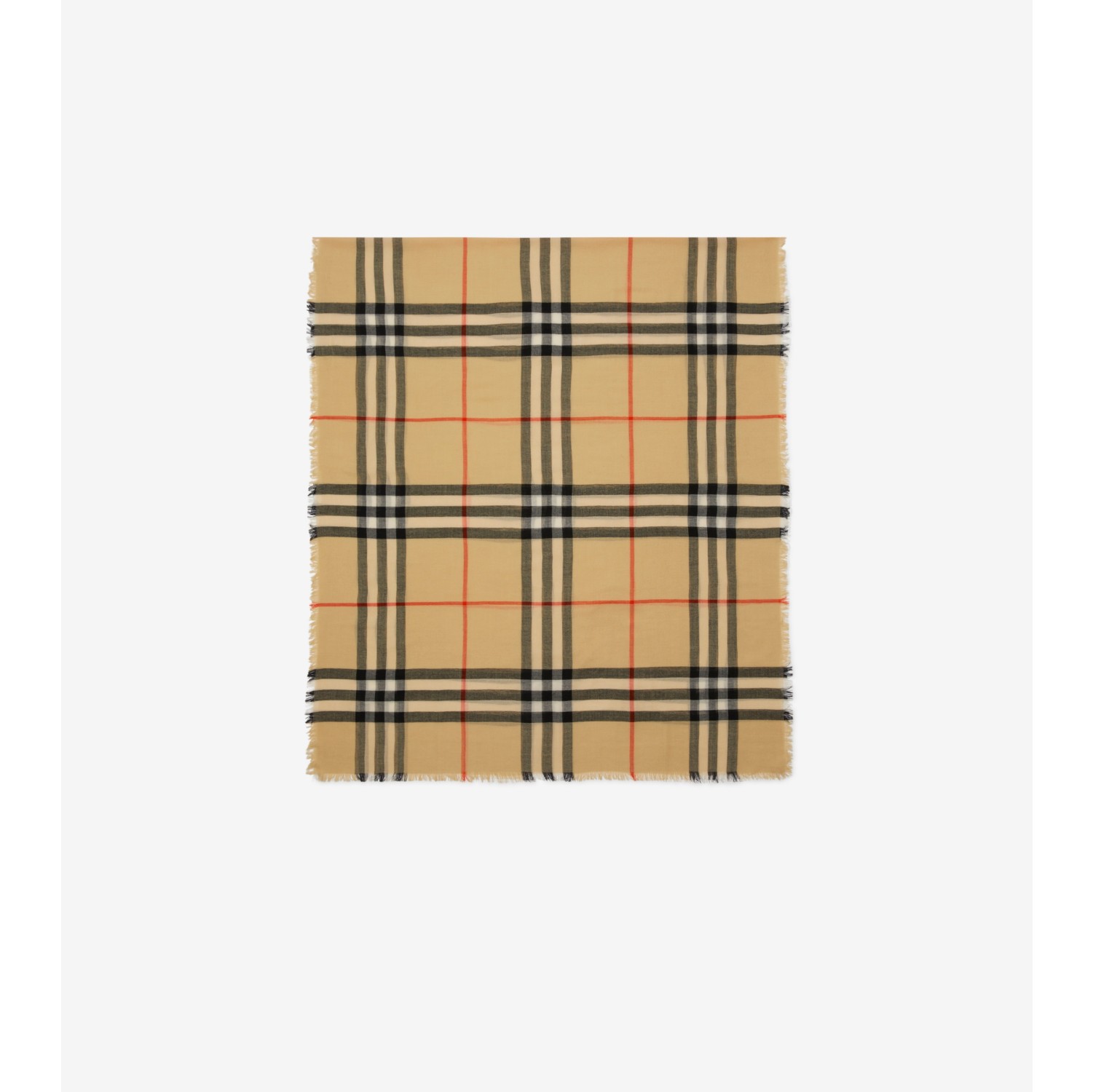 Check Wool Scarf in Sand beige | Burberry® Official