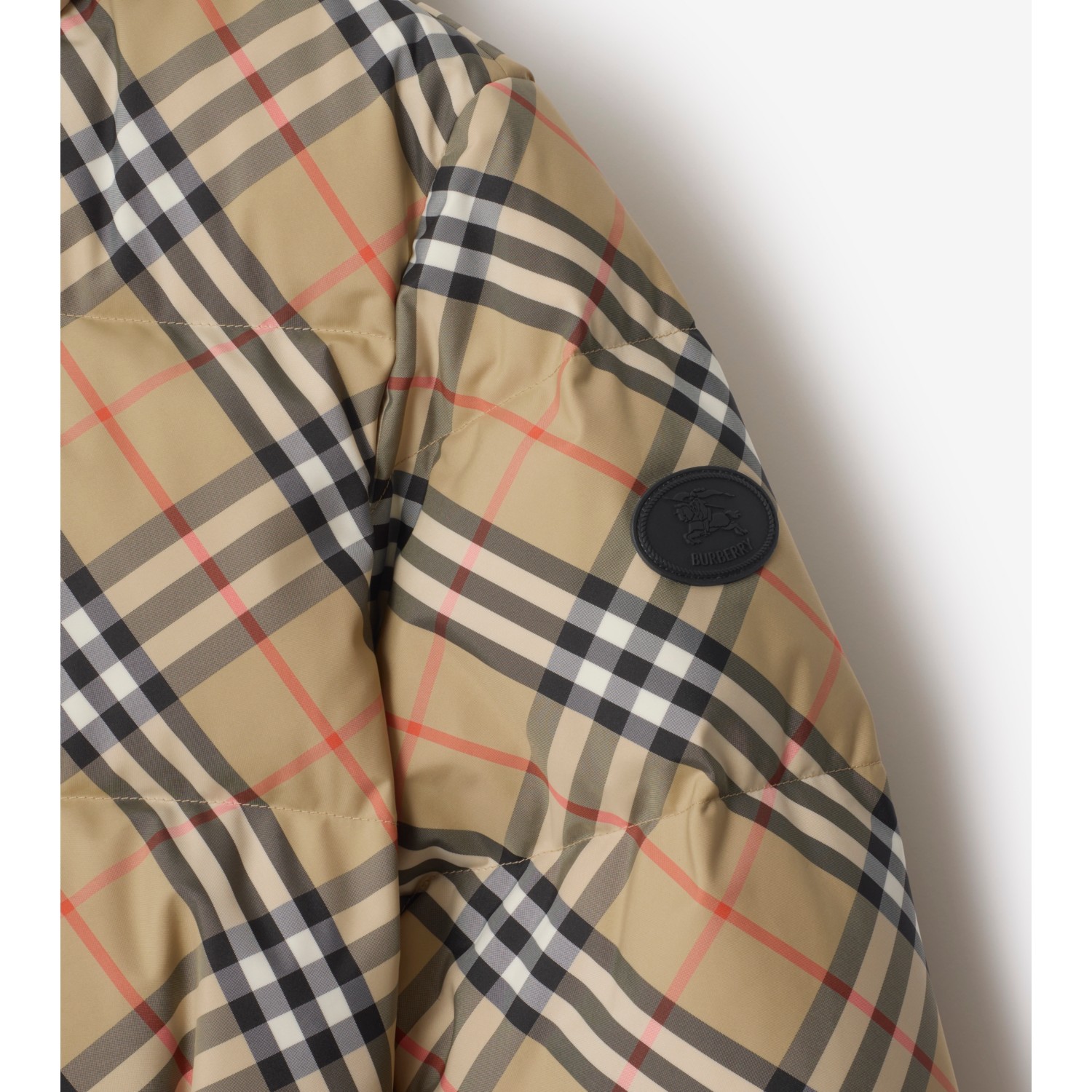 Check Nylon Hooded Puffer Jacket - thumbnail 5