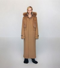 Wool and faux fur duffle coat in camel 