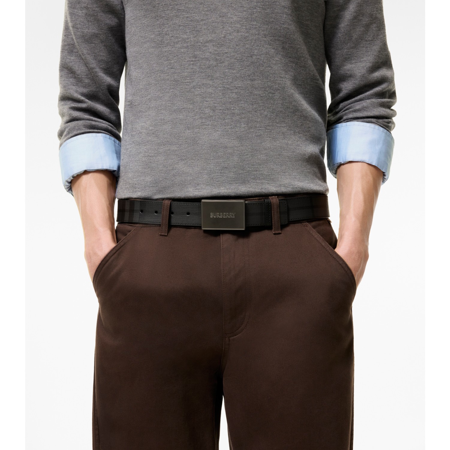 Reversible Leather Logo Buckle Belt​