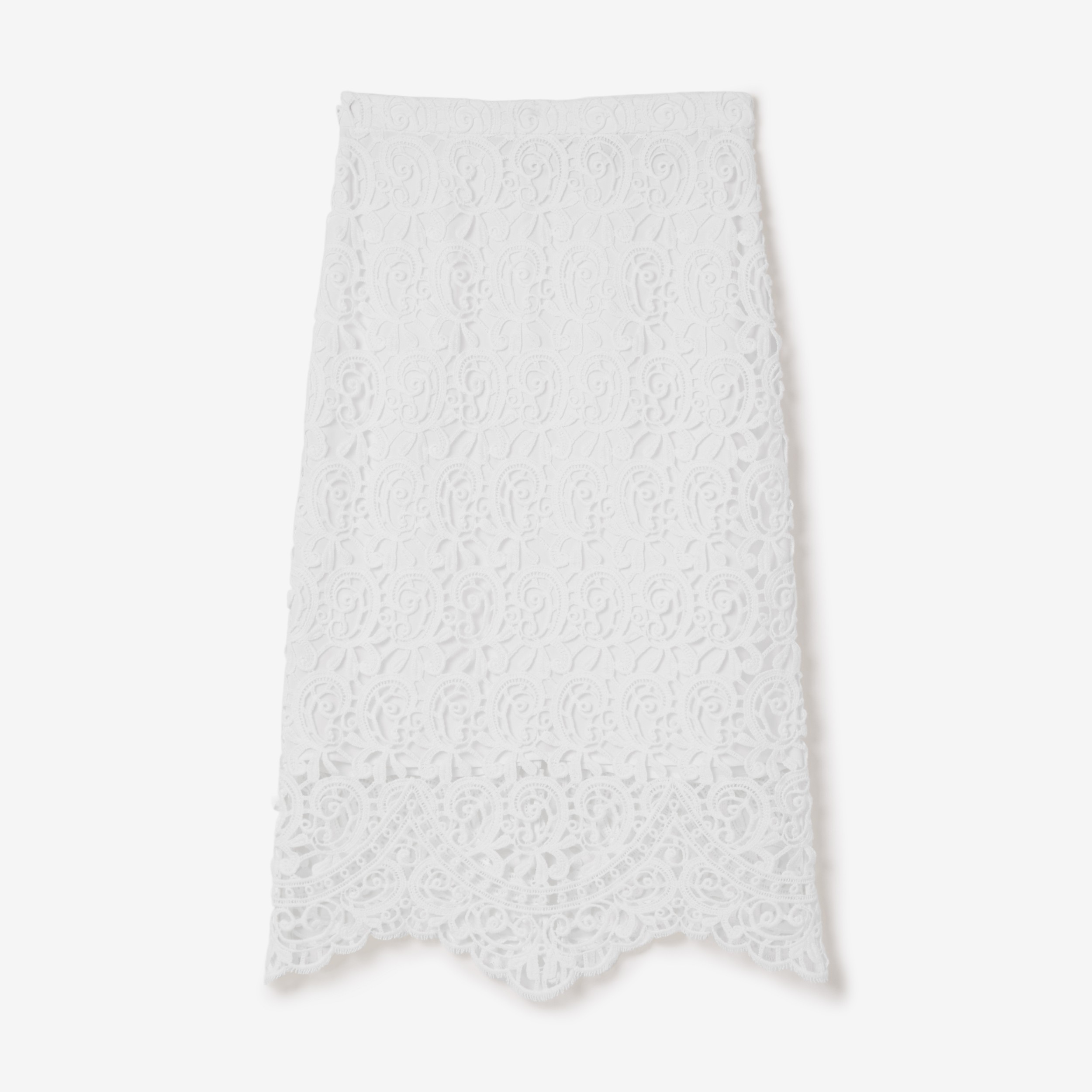 Macramé Lace Pencil Skirt in Optic White - Women | Burberry® Official - 1