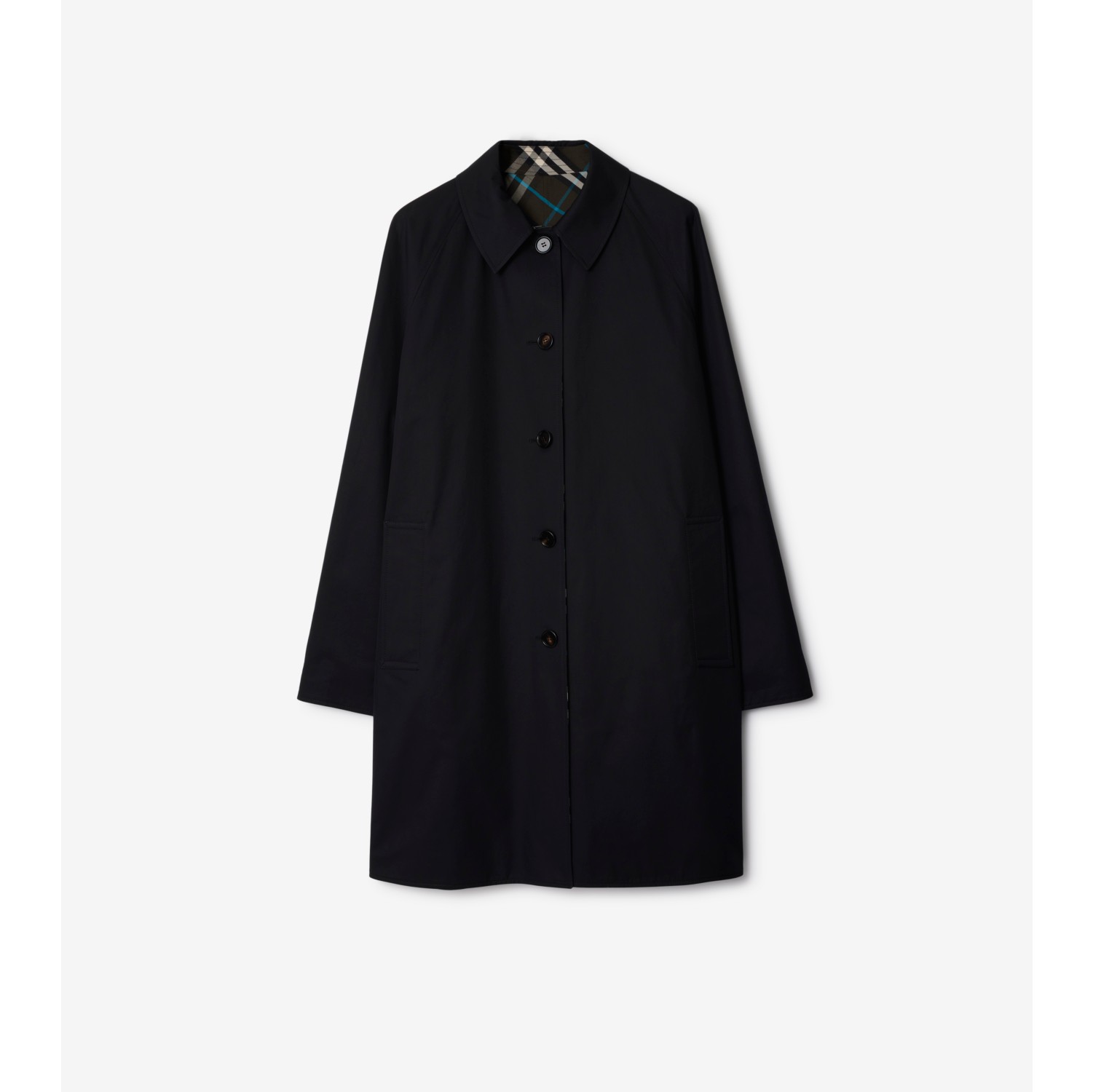 Long Reversible Gabardine Car Coat in Black Men Cotton Burberry Official