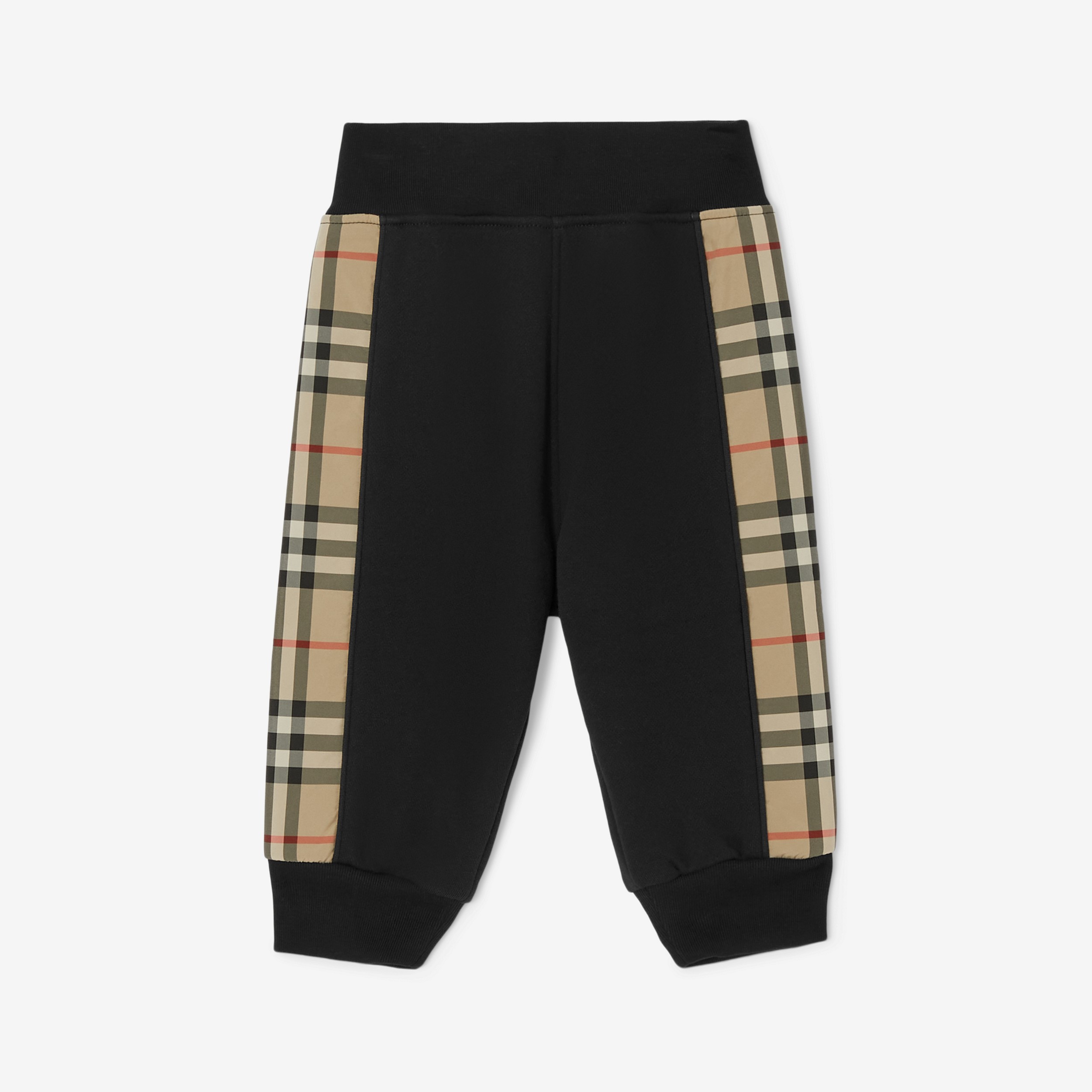 Vintage Check Panel Cotton Jogging Pants in Black - Children | Burberry® Official - 1