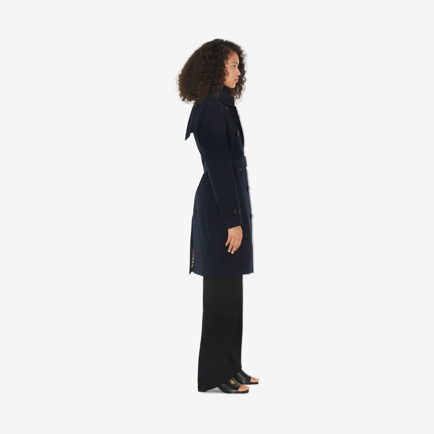 肯辛顿版型 – 中长款 Heritage Trench 风衣 (煤蓝色) - 女士 | Burberry® 博柏利官网