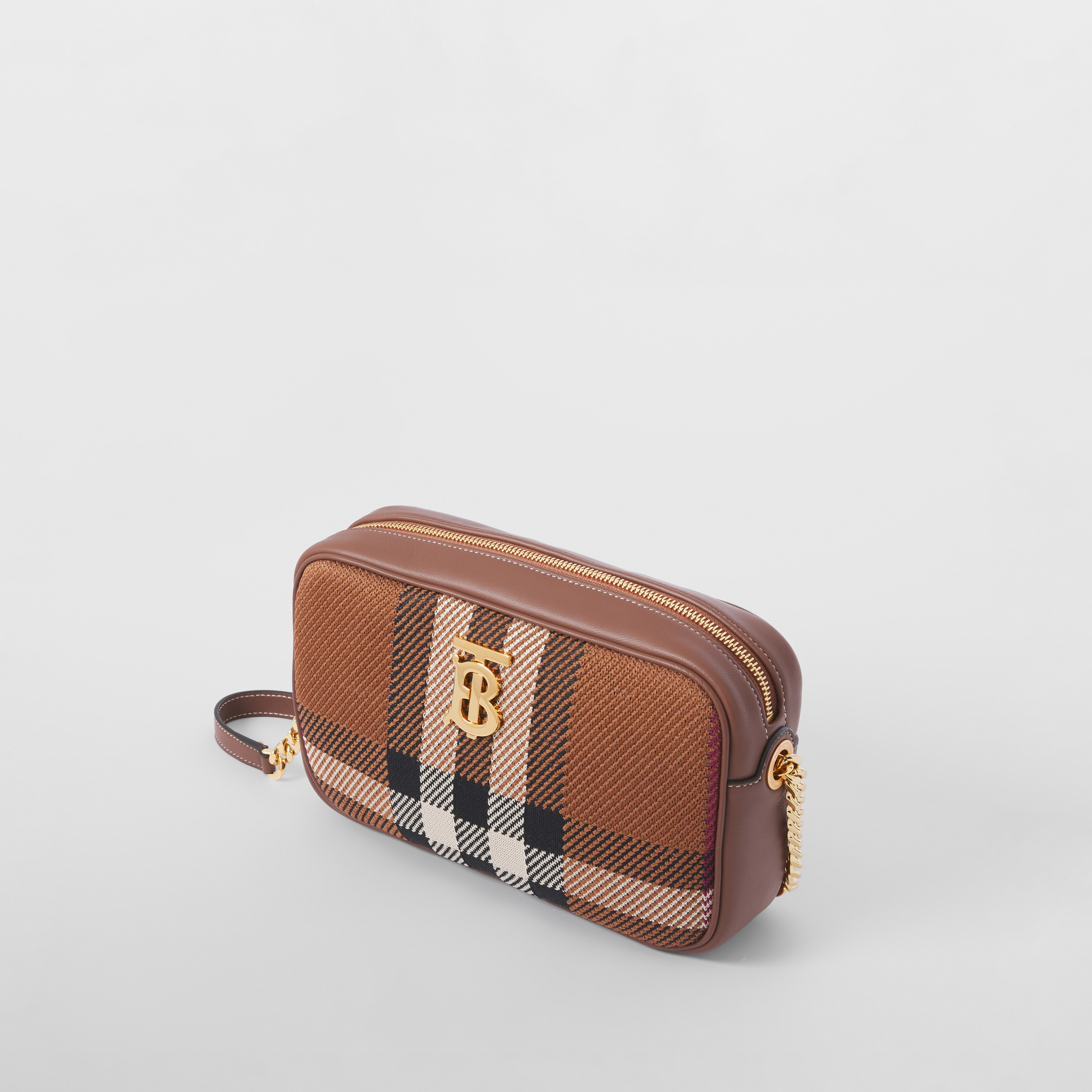 Small Knitted Check Lola Camera Bag in Birch Brown - Women | Burberry® Official - 4