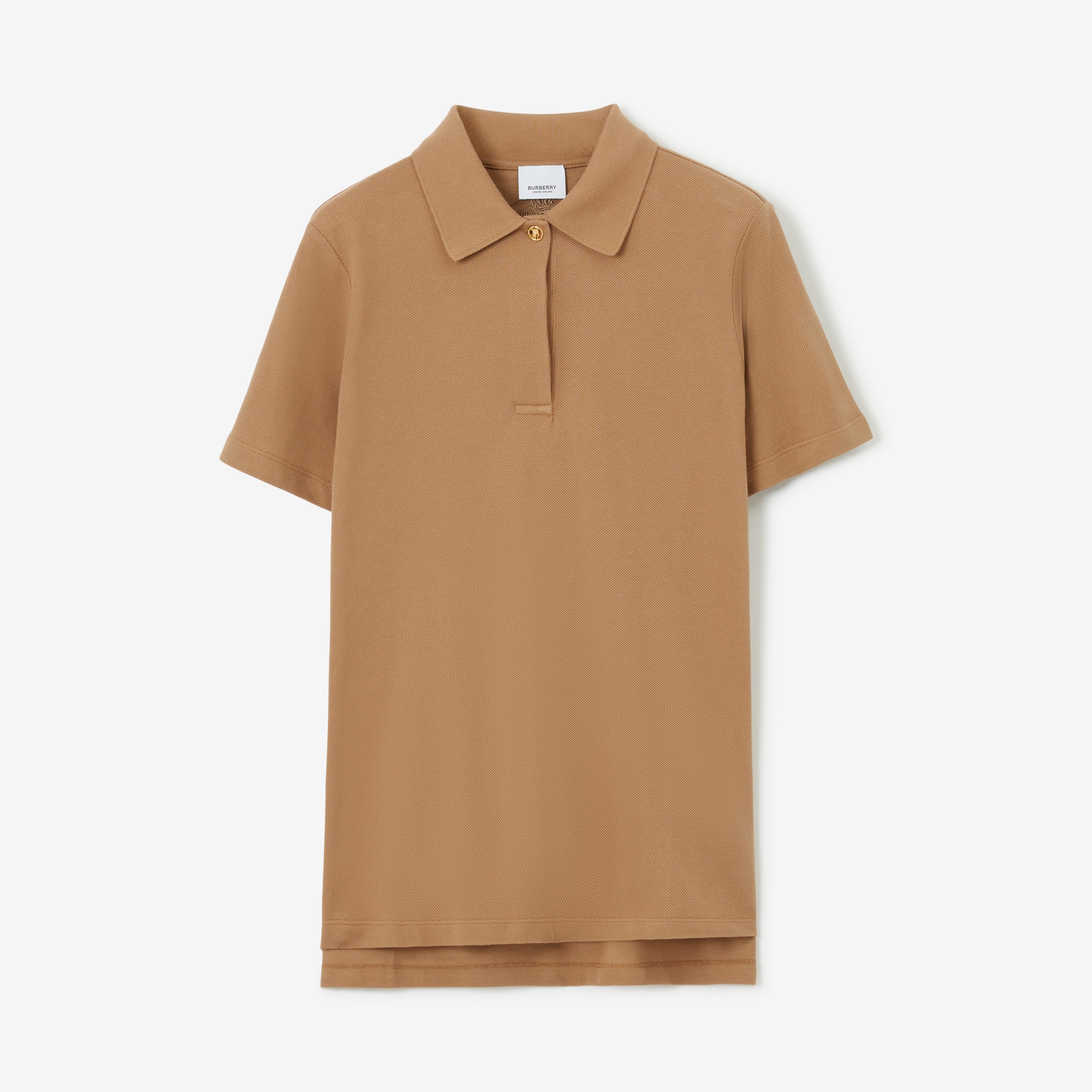 Cotton Piqué Polo Shirt in Camel - Women | Burberry® Official - 1