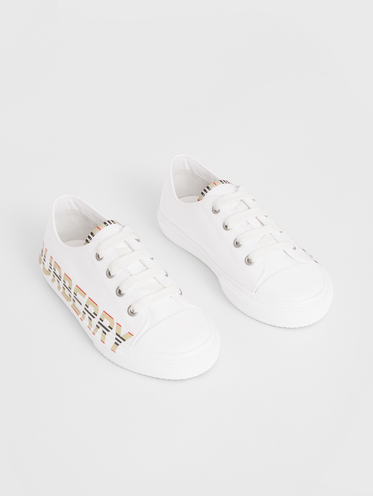 Sneakers en gabardine de coton avec logo à rayures iconiques (Blanc Optique)
