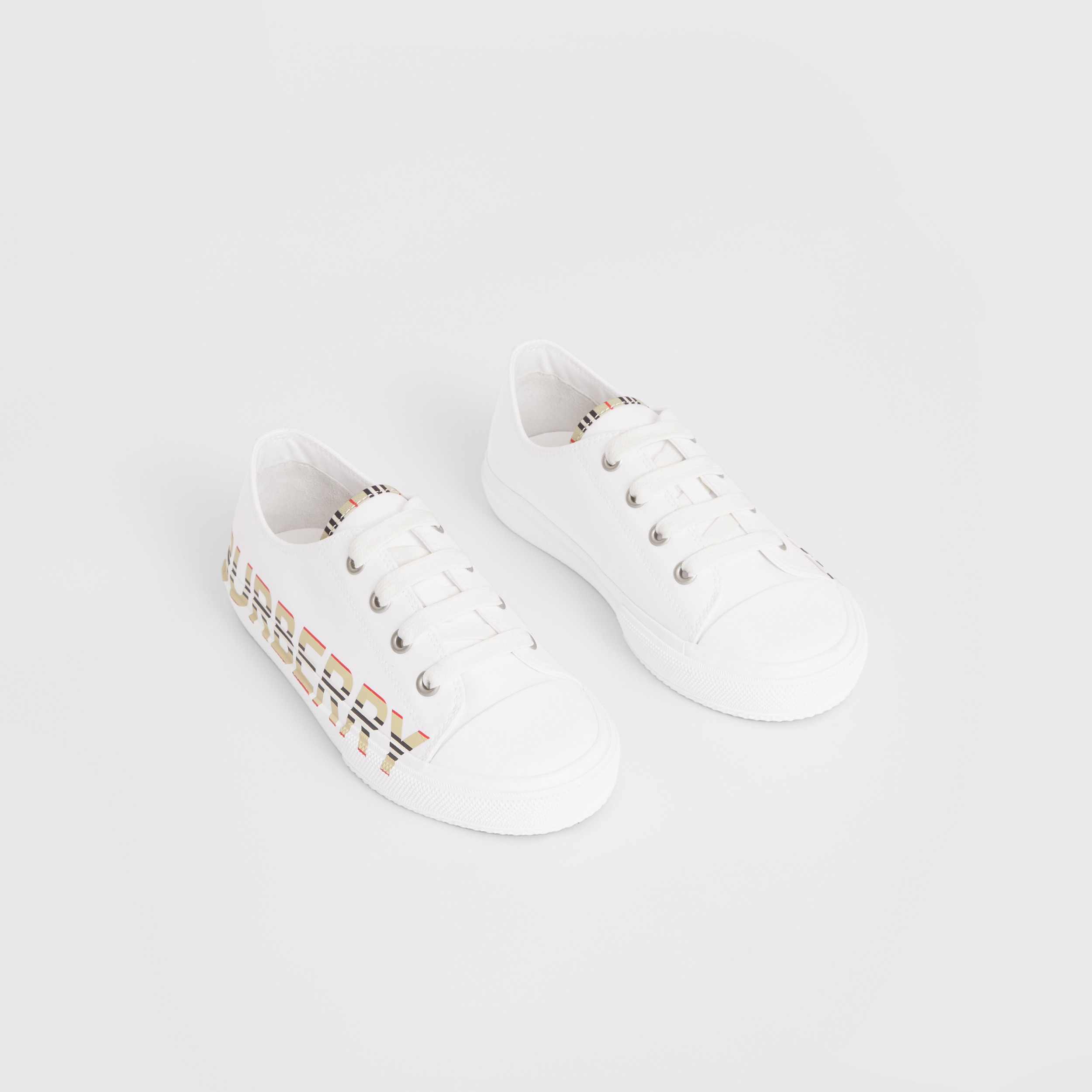 Sneakers en gabardine de coton avec logo à rayures iconiques (Blanc Optique) | Site officiel Burberry® - 1