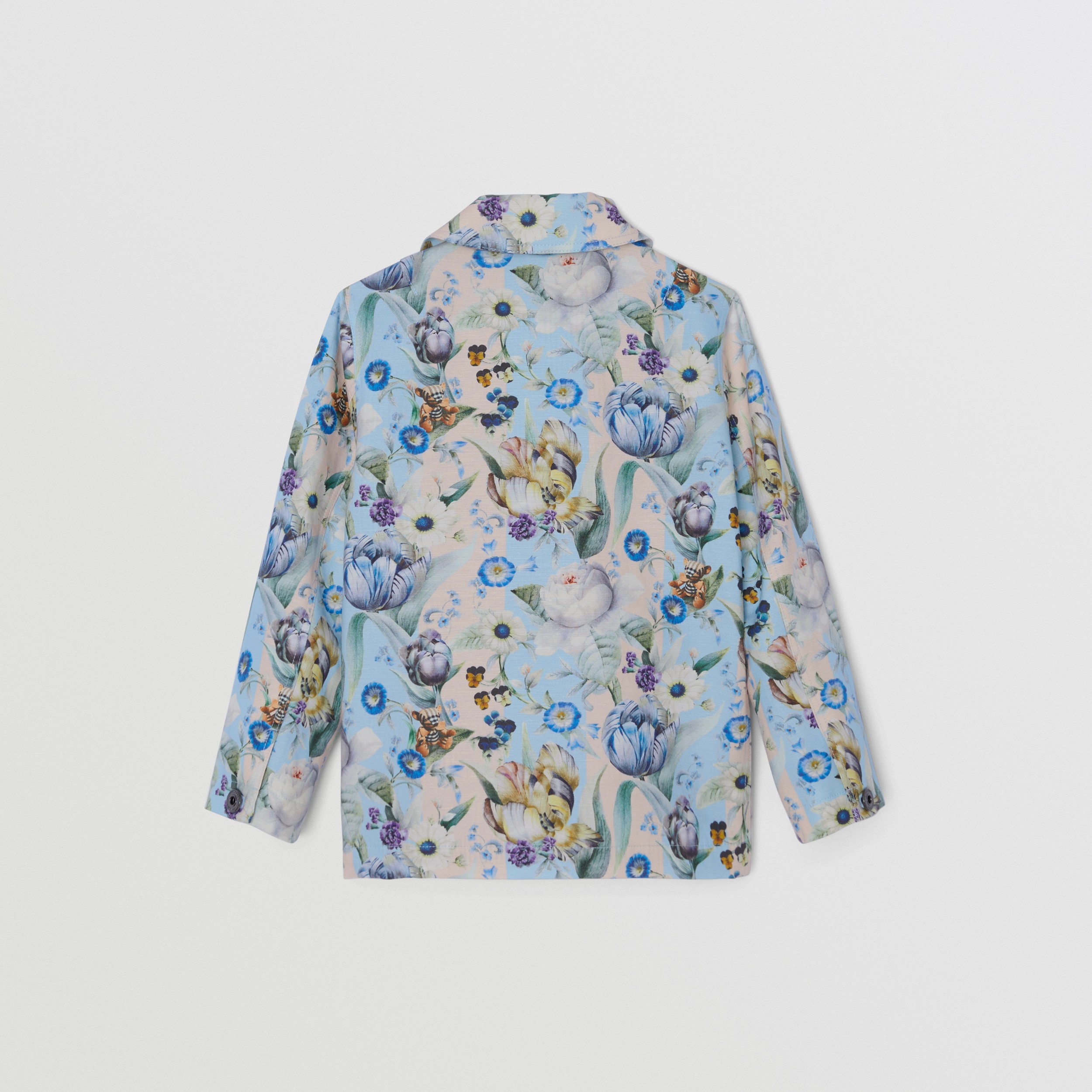 Floral Print Linen Blend Jacket in Pale Cream - Boy | Burberry® Official - 4