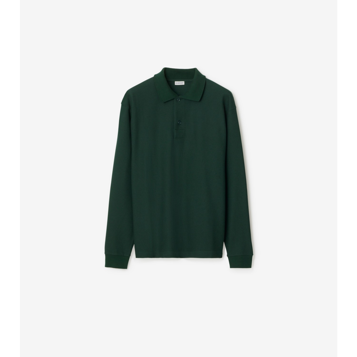 Burberry Men's Long-Sleeve Cotton Polo Shirt - Vine - Size Medium