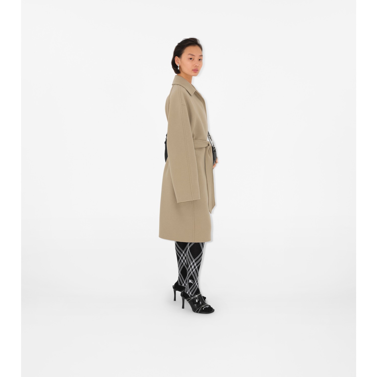 Burberry peak lapel cashmere cheap wrap coat