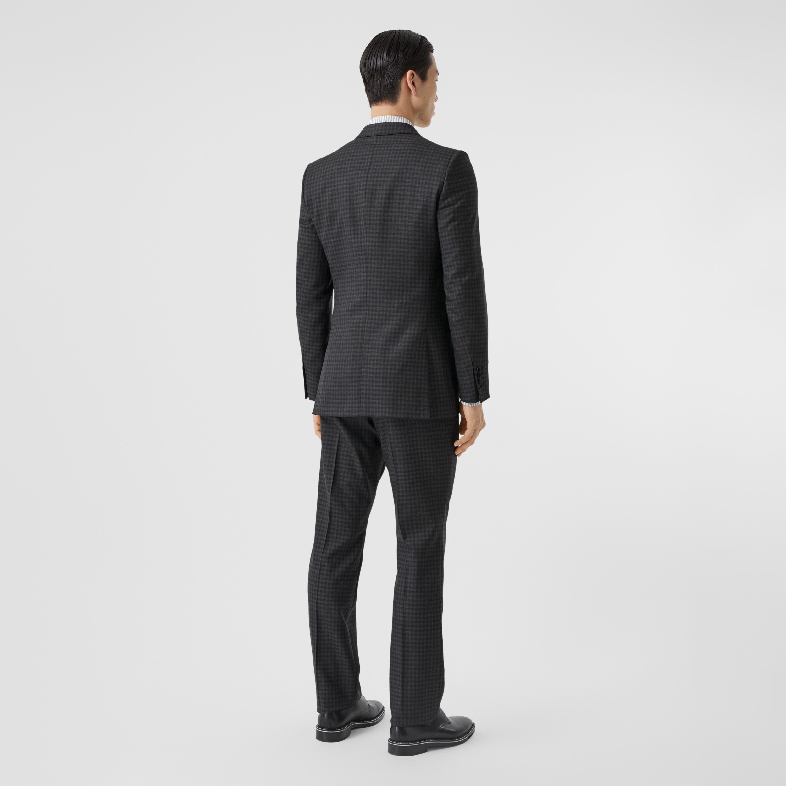 Abito Dal lio Inglese In Lana A Quadretti Vichy Nero Fumo Uomo Burberry