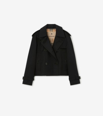 Cropped Mayfair Heritage Trench Jacket in Black - Women, Cotton Gabardine | Burberry® Official