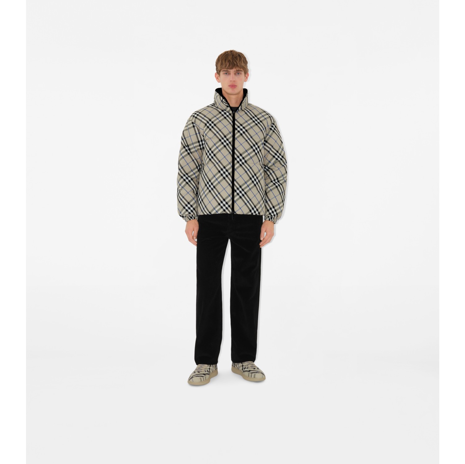 Reversible Check Nylon Puffer Jacket