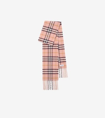 ナロー チェック カシミアスカーフ (ペールダリアピンク) | Burberry