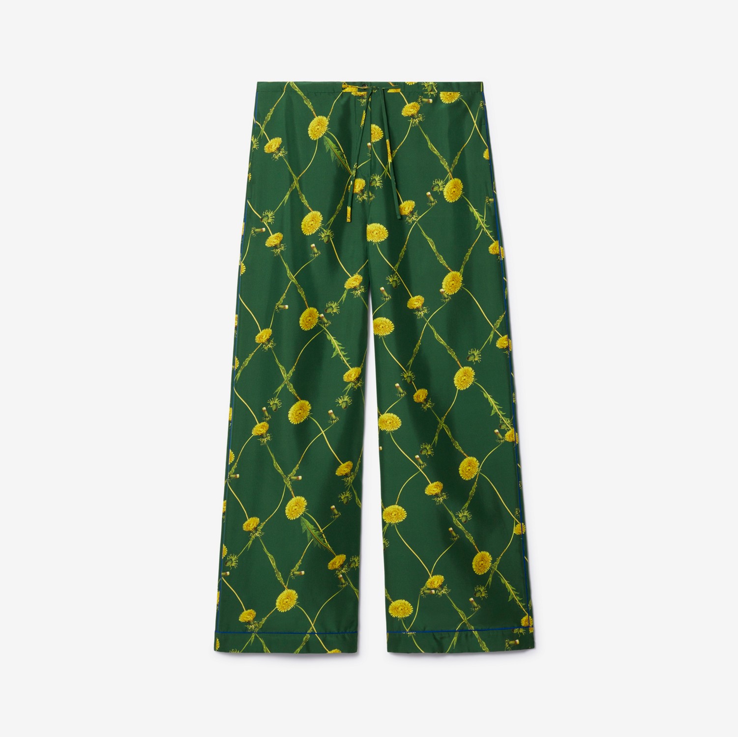 Pantalon pyjama en soie à imprimé pissenlits