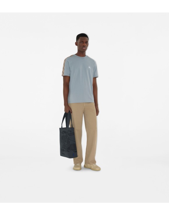 T-shirt in cotone con finiture Check