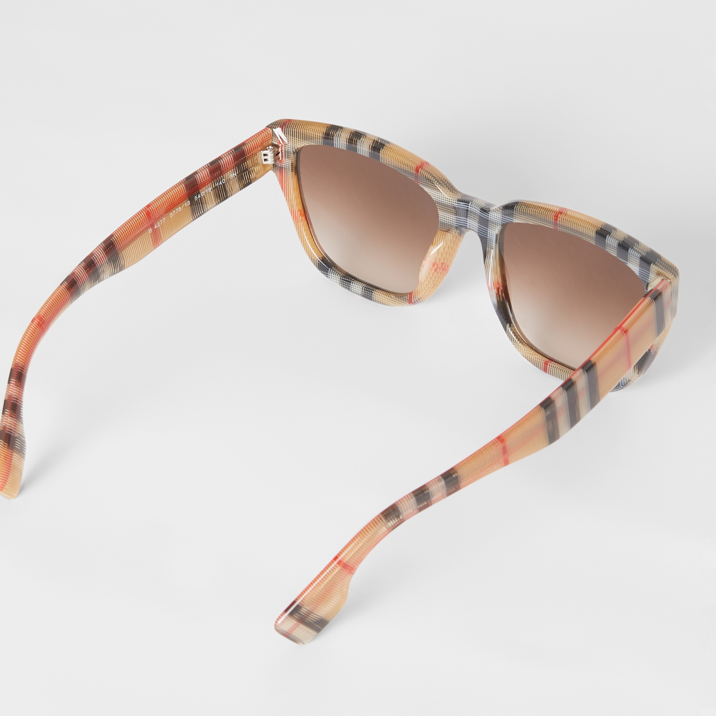 check detail square frame sunglasses