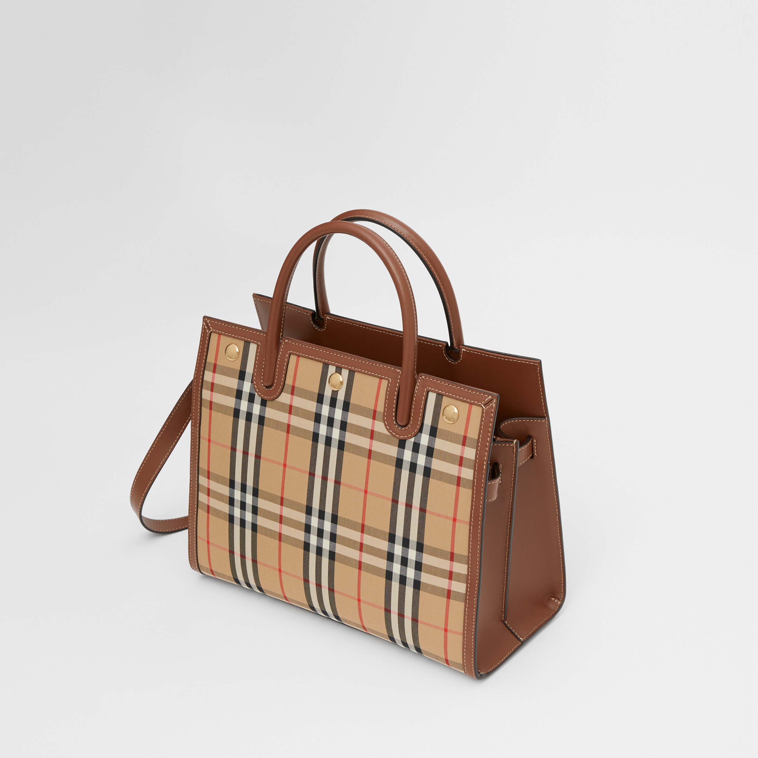 Vintage Check Small Two-handle Title Bag in Archive Beige | Burberry® Official - 4