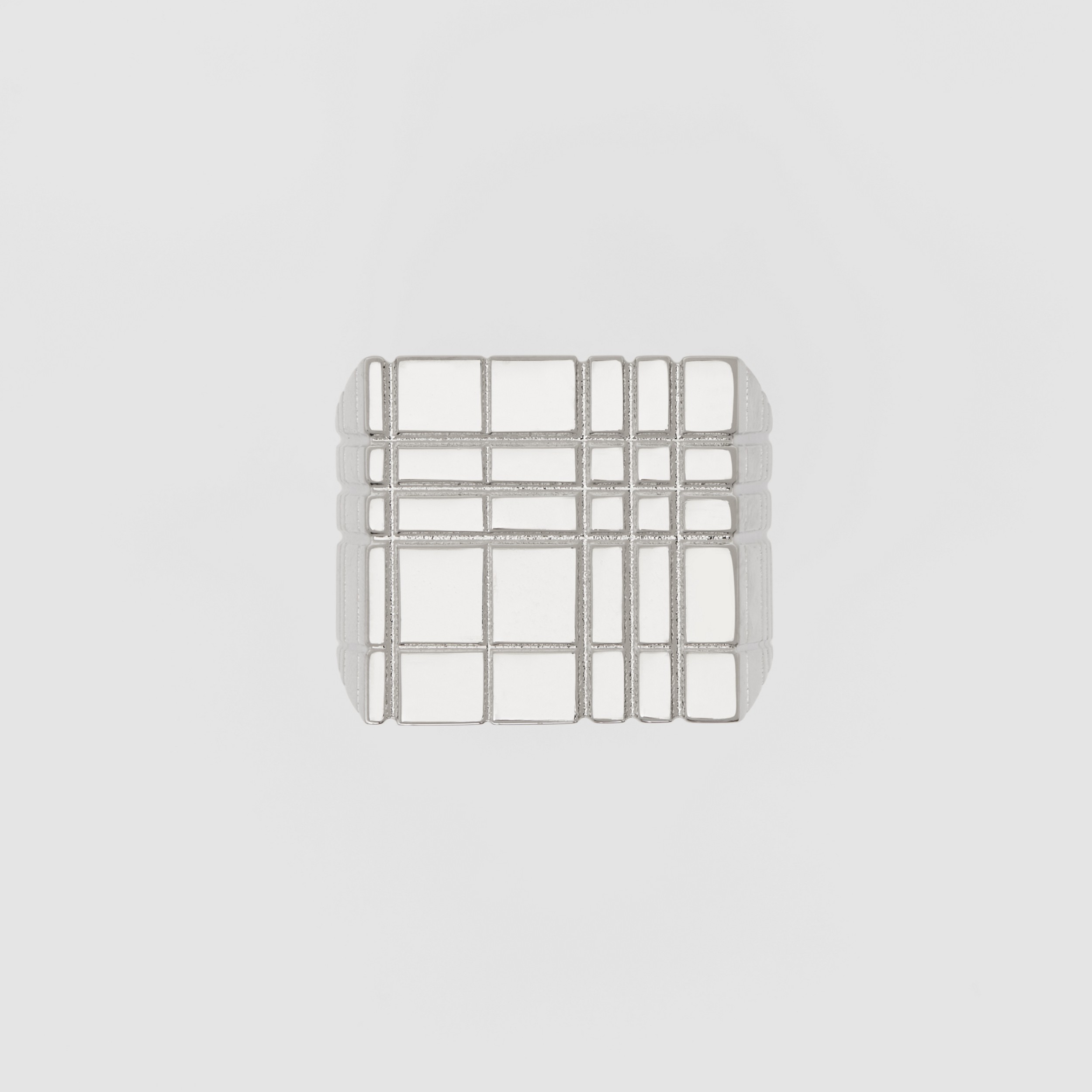 チェックエングレイブ パラジウムプレート シグネットリング (パラジオ) - メンズ | Burberry®公式サイト - 3
