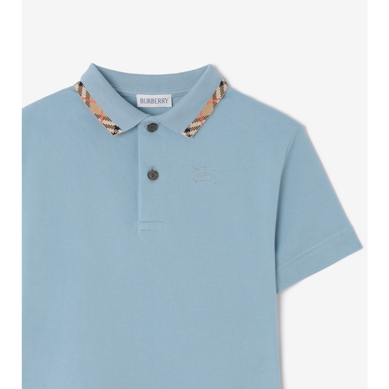 Cotton Pique Polo Shirt in Misty blue | Burberry® Official