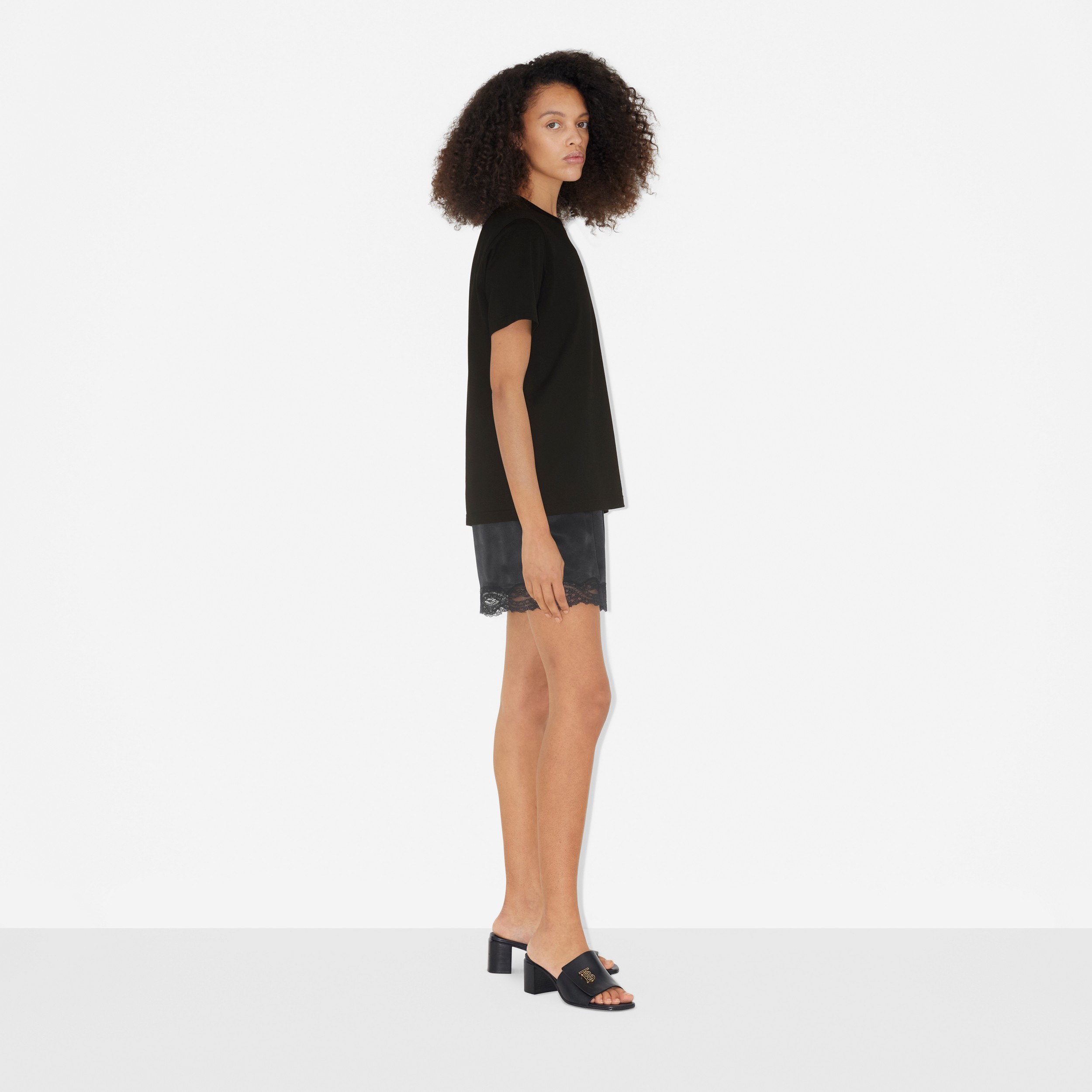 엠브로이더리 오크 리프 크레스트 코튼 티셔츠 (블랙) - 여성 | Burberry® - 3