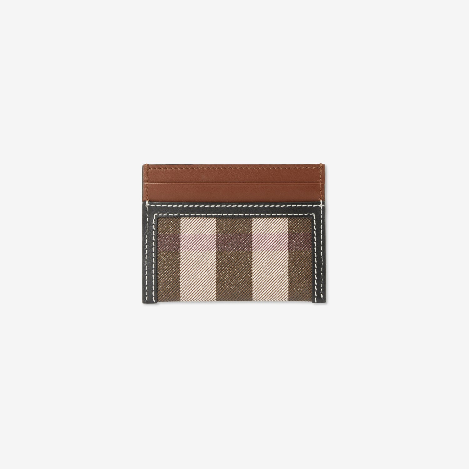 Check and Two-tone Leather Card Case in Dark birch brown - Women | Burberry® Official