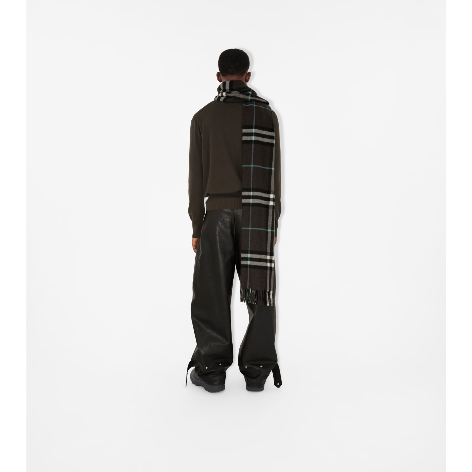 Wide Check Cashmere Scarf