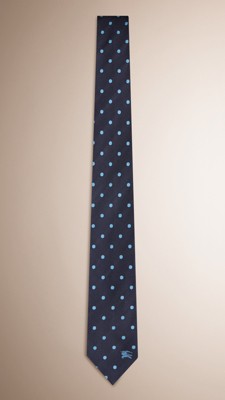 modern cut polka dot silk tie