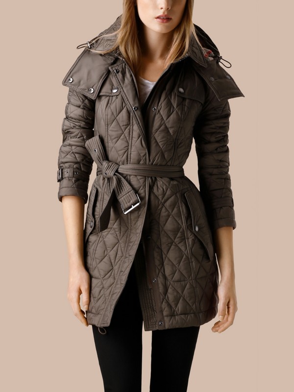 Diamond Quilted Coat in Mink Grey - Women | Burberry United States