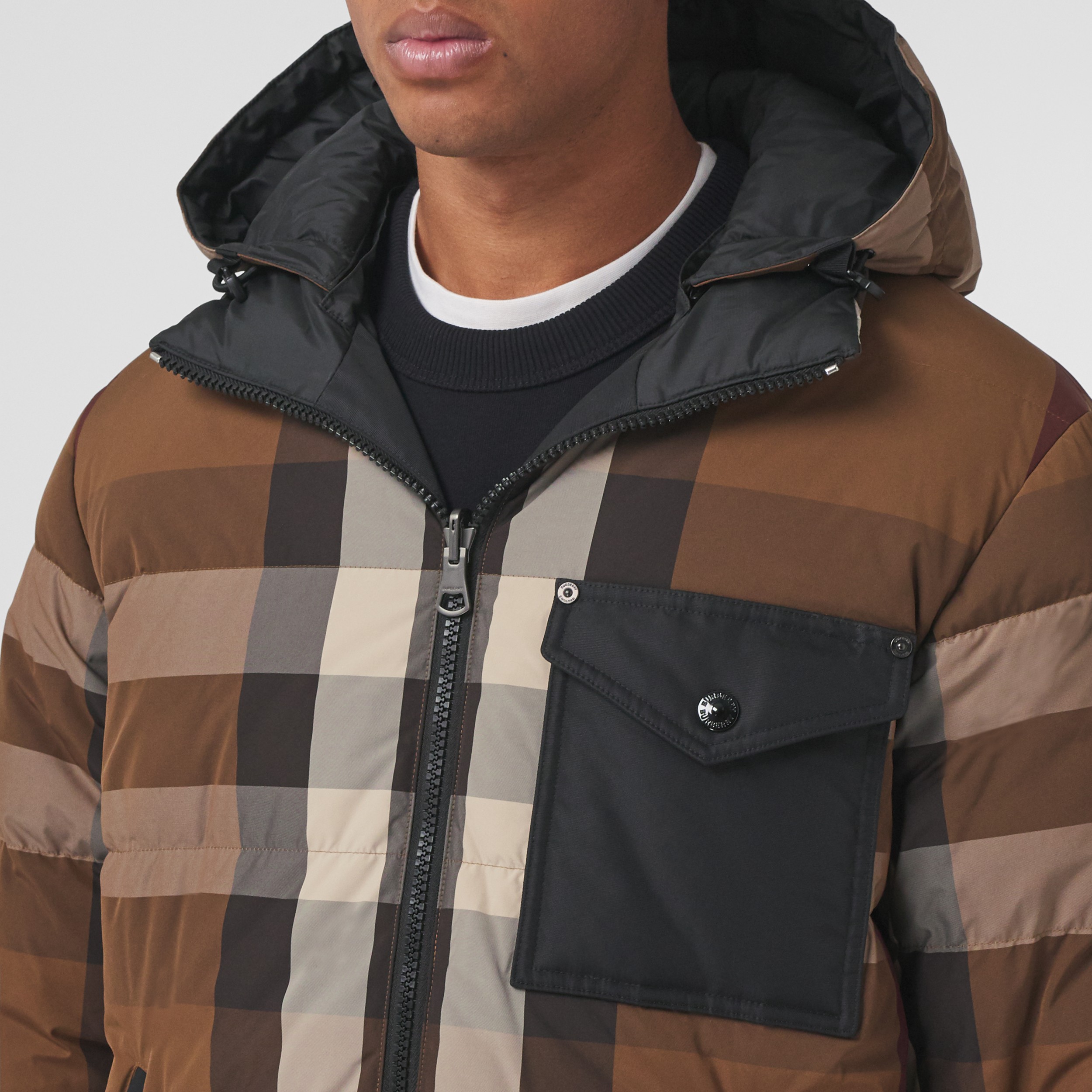 Reversible Check Nylon Puffer Jacket in Dark Birch Brown - Men | Burberry®  Official