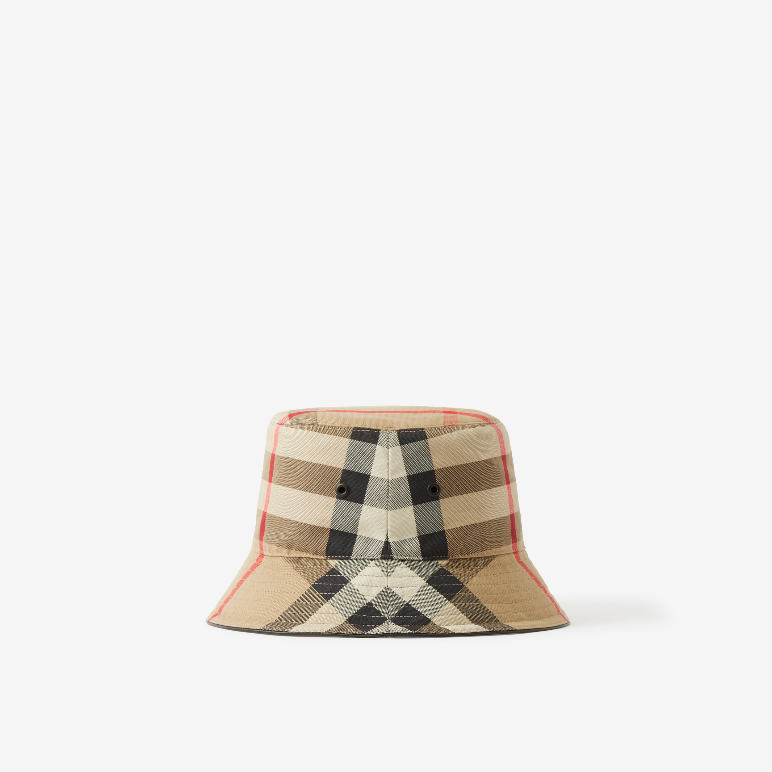 Exaggerated Check Cotton Bucket Hat in Archive Beige | Burberry