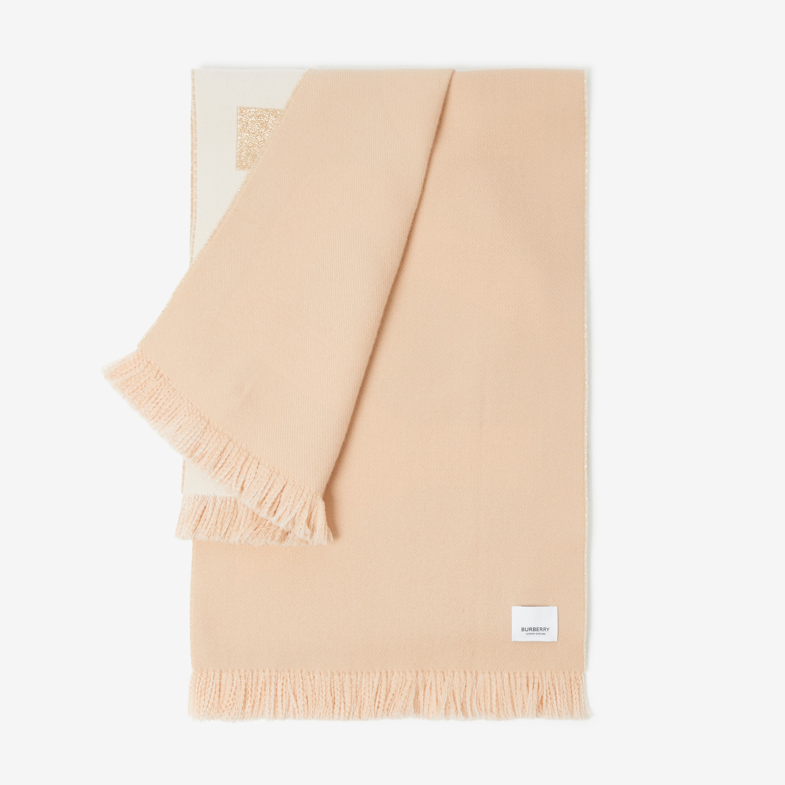 Cachecol de lamê em lã com logotipo (Camel/blush Claro) | Burberry® oficial - 3